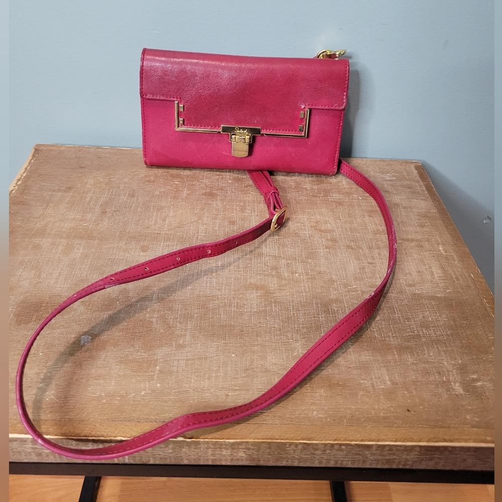Red Vintage Leather Salad Slim Crossbody Bag